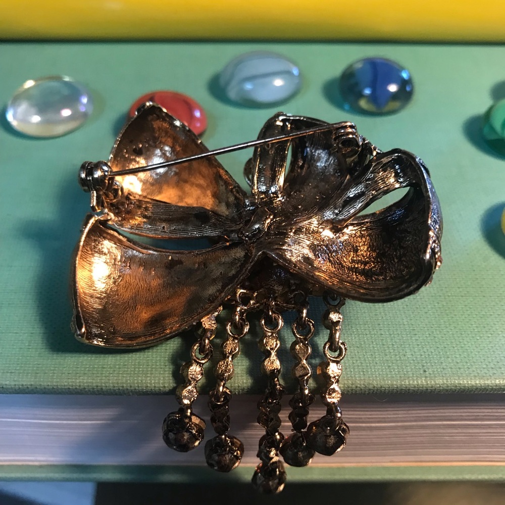 Brooch 🎀 Ribbon style Vintage-🌟 Rhinestone - Picture 7 of 8